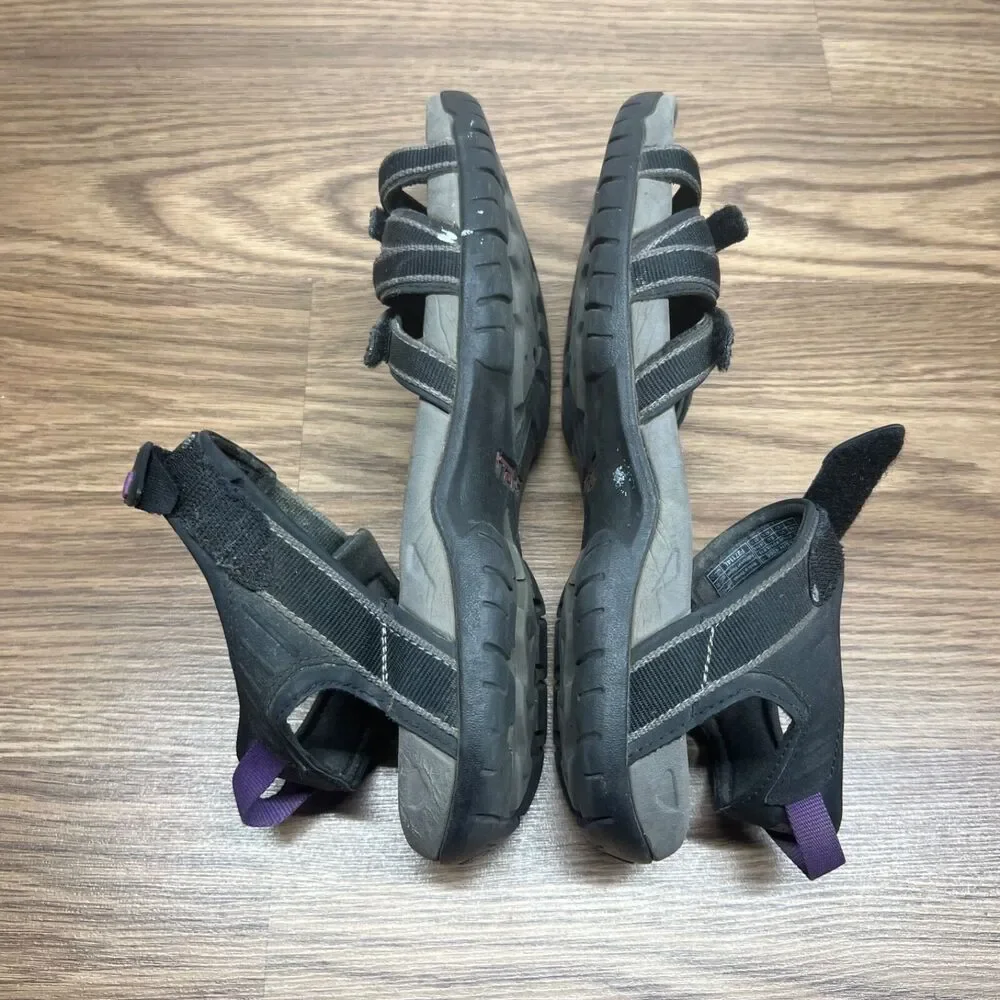 Teva‎ Tirra Hiking Sandals Womens Size 11 Black Purple Gray Fast Drying Outdoor